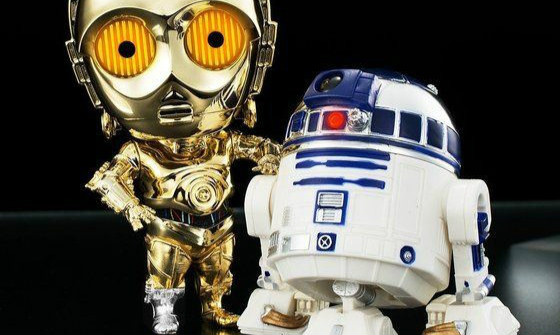 万代 Q-droid系列 《星球大战》「C-3PO＆R2-D2 电影公开记念 电镀版」
