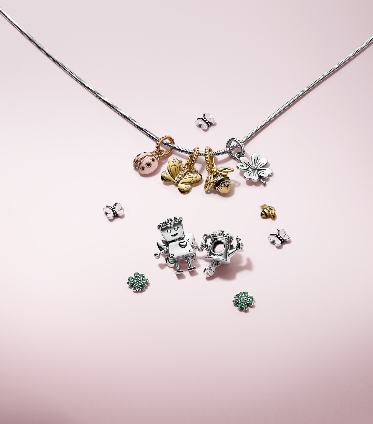 PANDORA串珠再进化 蝴蝶、瓢虫、幸运草飘上项链,长短自己调超酷啦!