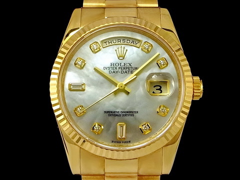 ROLEX 劳力士 Day-date 118238 原厂贝壳十钻面 18K金 最新防伪内圈 Z字头