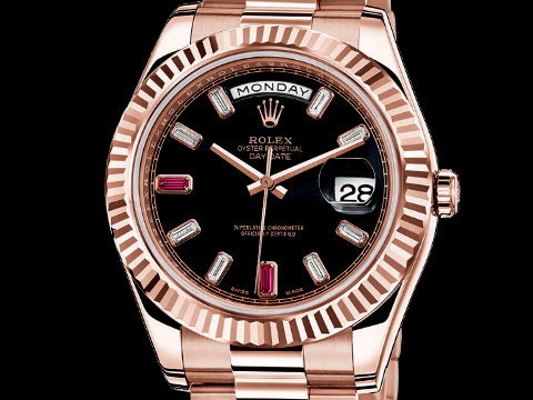 ROLEX 劳力士 DAY-DATE 218235 方钻时标 黑色 阳光放射纹饰面 玫瑰金 元首型 全新品