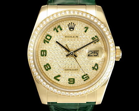 ROLEX 劳力士 116188 原镶满天星钻面 原厂钻圈 绿时标 自动男表