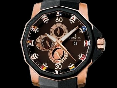 CORUM 昆仑 海军上将 48mm 潮汐表 玫瑰金 咖啡色面 全新品