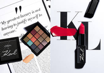 L'OREAL PARiS 巴黎莱雅 - KARL LAGERFELD×L'OREAL PARIS 时尚老佛爷最后经典告别作 限量联名订制彩妆系列 3色卡尔态度唇膏×16色专柜配色眼彩盘 不羁优雅 时尚叛逆 必收藏的艺术品级彩妆