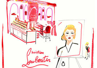 Christian Louboutin - 红底鞋彩妆圣诞时尚素描,手绘祝福暖心献礼