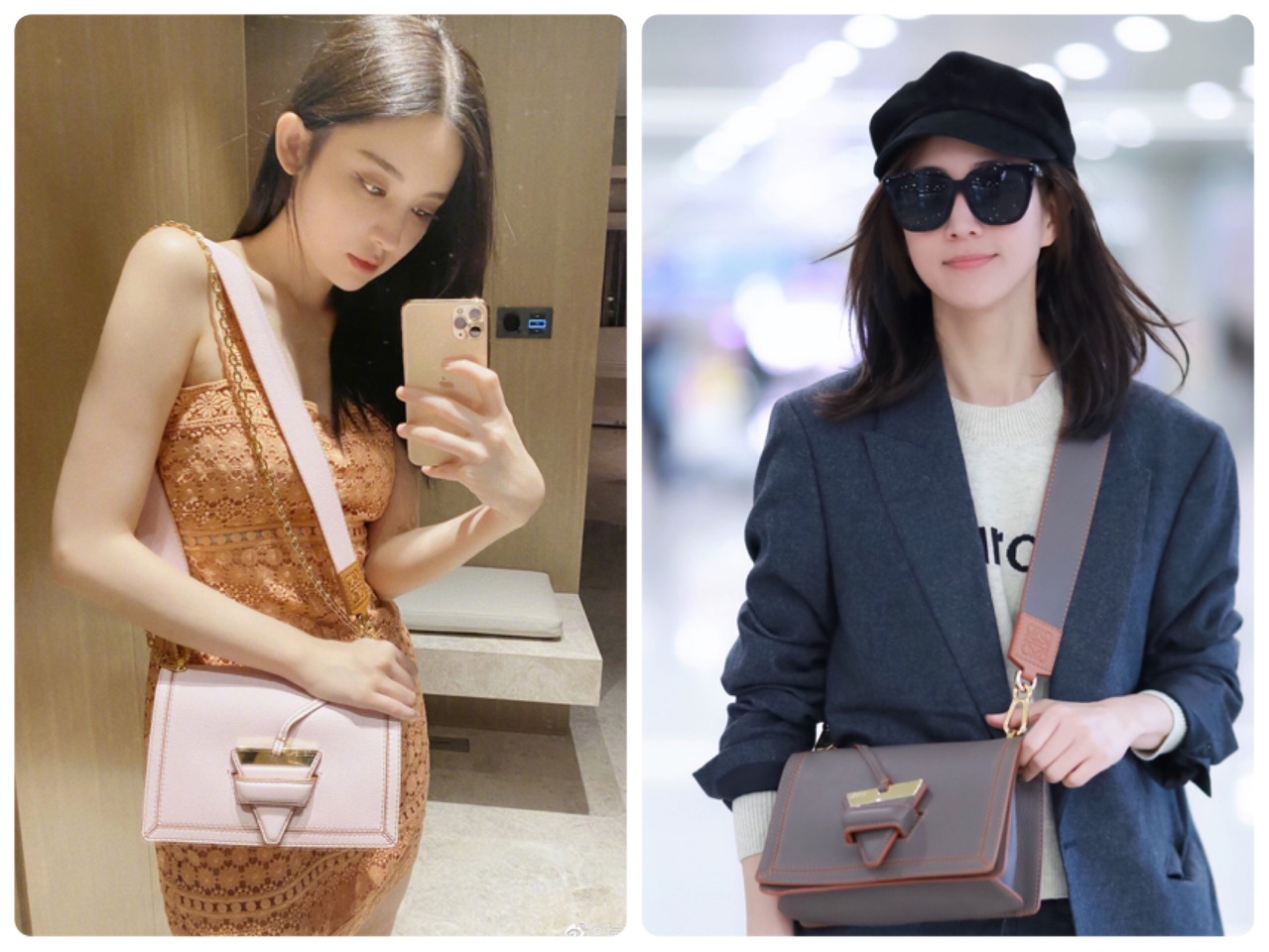 超瘦古力娜扎拎LOEWE仙气飘飘 和张钧甯构成气质双美图